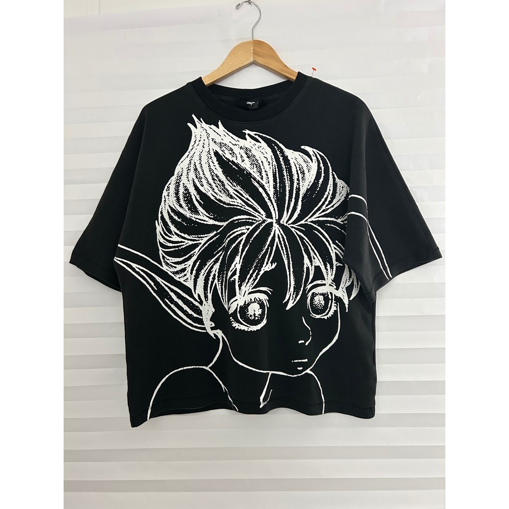 Angeltype Black Anime Graphic Oversized T-Shirt Streetwear Cotton Mens M Grunge